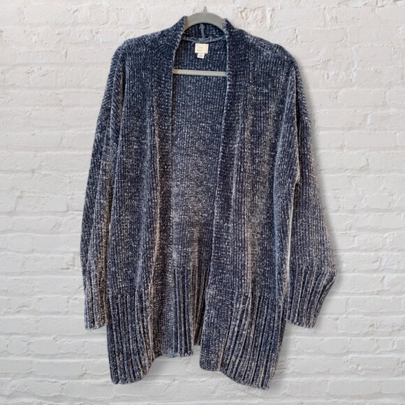 Large Blue A New Day (Target) Chenille Open Cardigan Sweater, Super Soft & Cozy - Picture 2 of 5